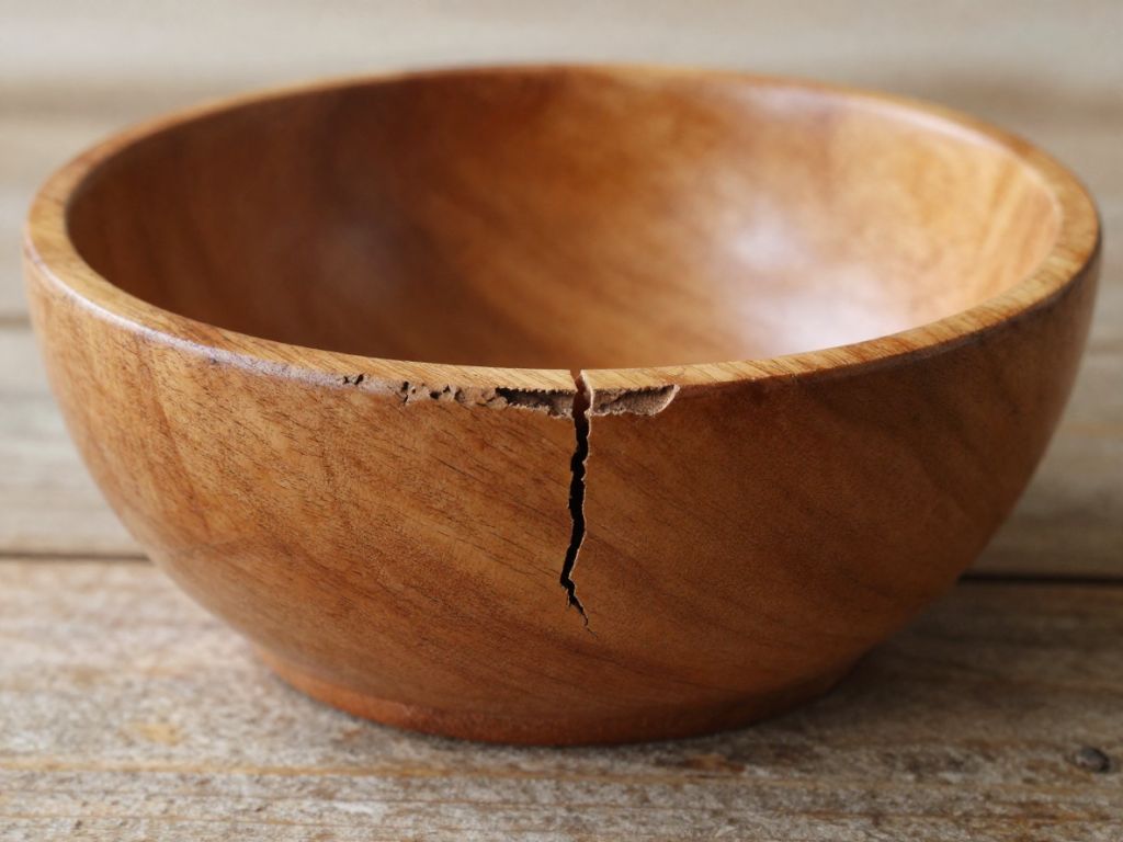 یک کاسه ترک خورده چوبی